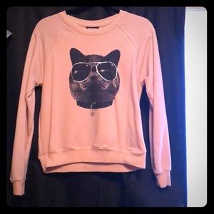 Pink cat crew neck